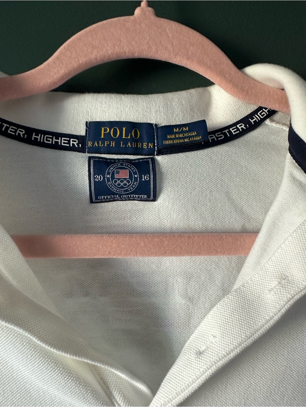 Ralph Lauren White Polo with Navy Trim and Olympic Patch - Picture 3 of 3
